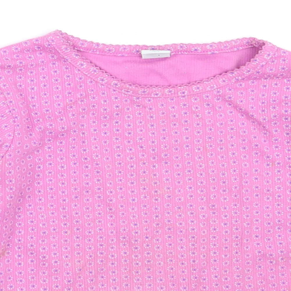 Adams Girls Pink  Cotton Basic T-Shirt Size 5 Years Round Neck