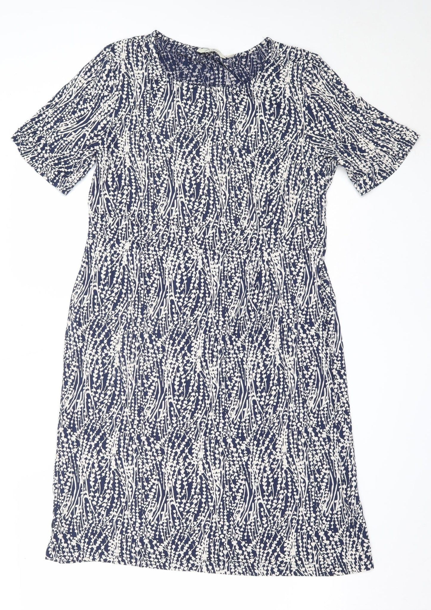 Adini Womens Blue  Viscose Fit & Flare  Size M  Round Neck