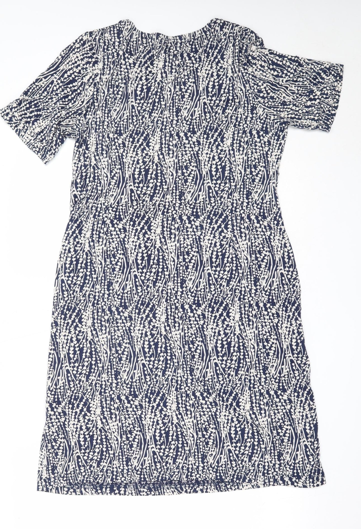 Adini Womens Blue  Viscose Fit & Flare  Size M  Round Neck