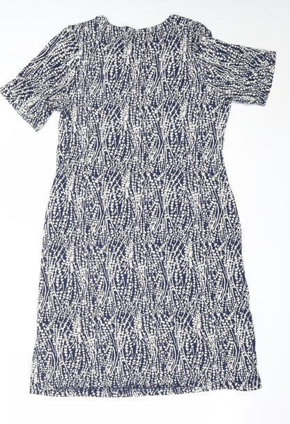 Adini Womens Blue  Viscose Fit & Flare  Size M  Round Neck