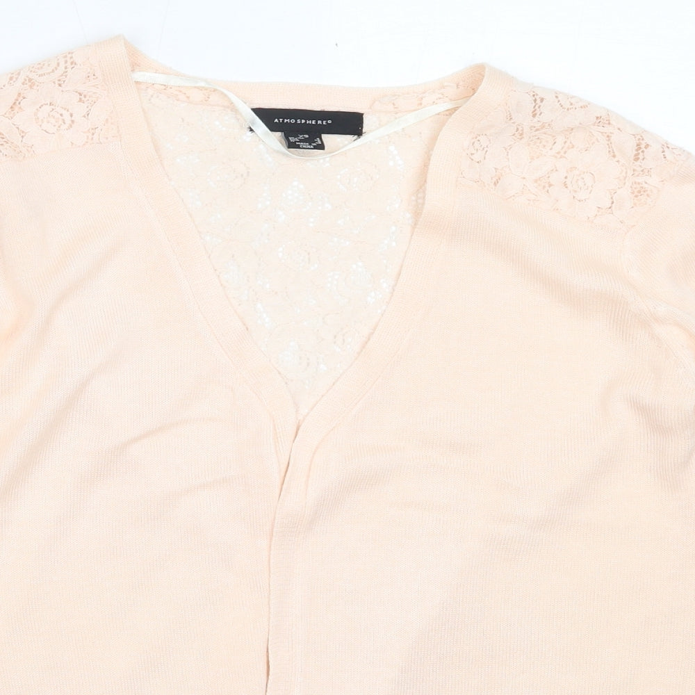 Atmosphere Womens Pink V-Neck  Cotton Cardigan Jumper Size XS