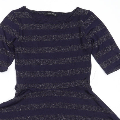 Atmosphere Womens Blue Striped Polyester Fit & Flare  Size 12  Round Neck
