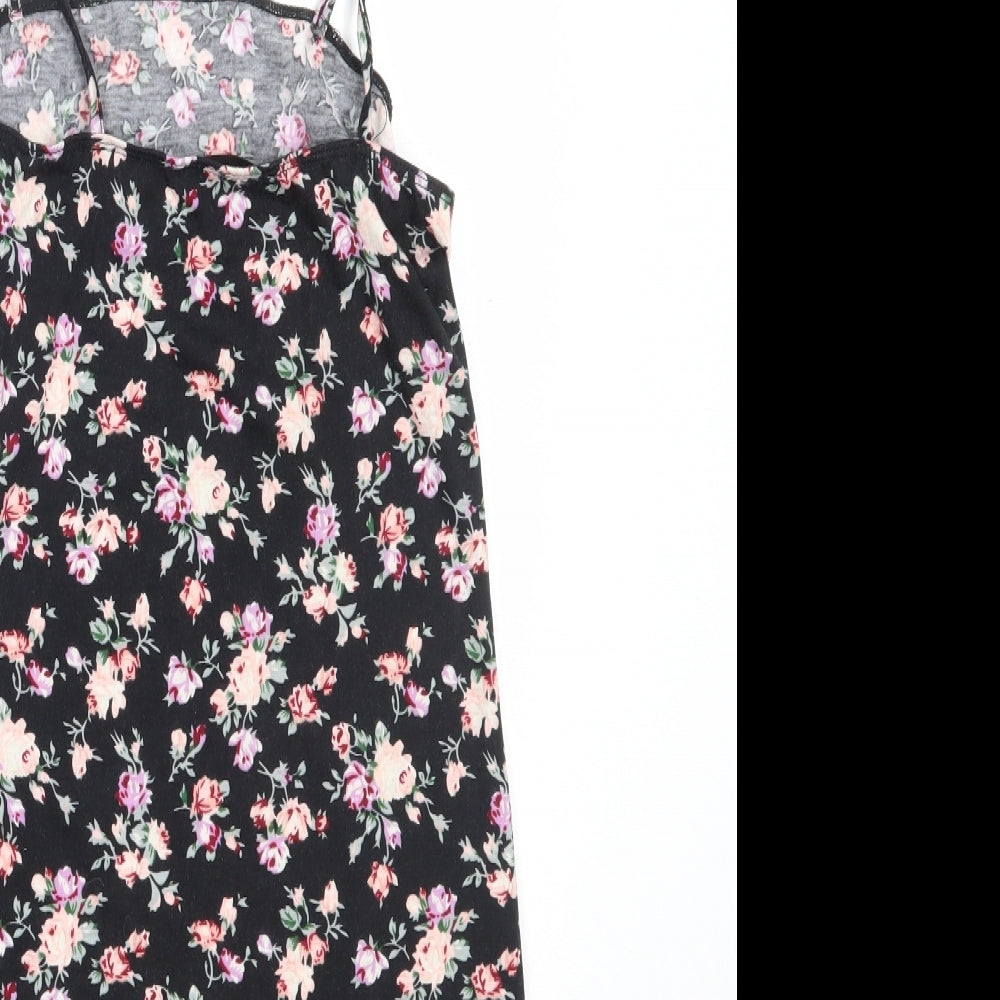 SheIn Womens Black Floral Polyester Mini  Size S  Square Neck