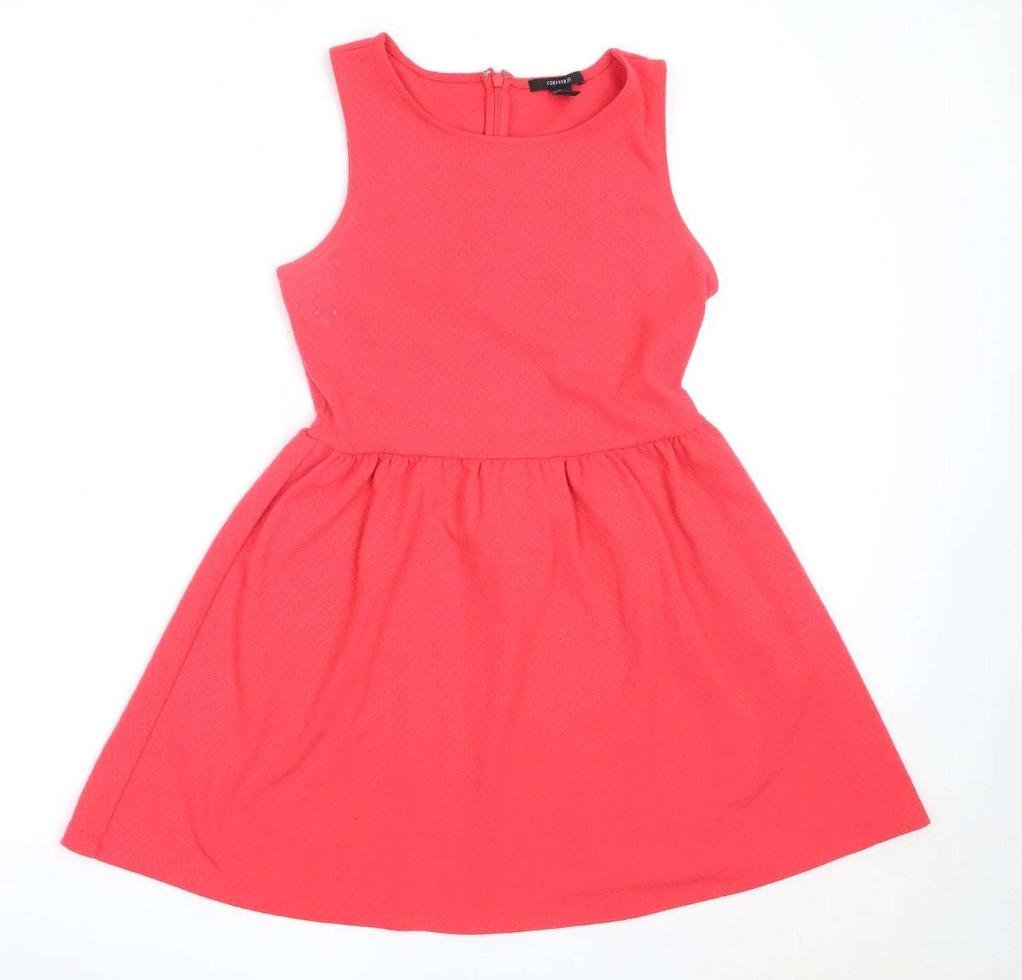 FOREVER 21 Womens Red  Polyester Fit & Flare  Size M  Round Neck