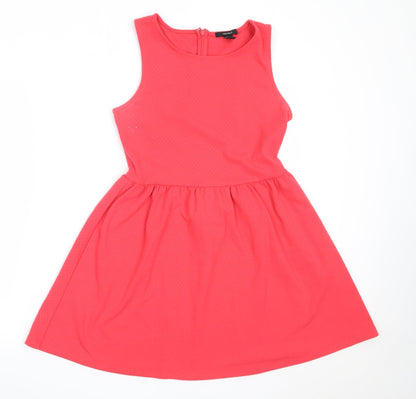 FOREVER 21 Womens Red  Polyester Fit & Flare  Size M  Round Neck