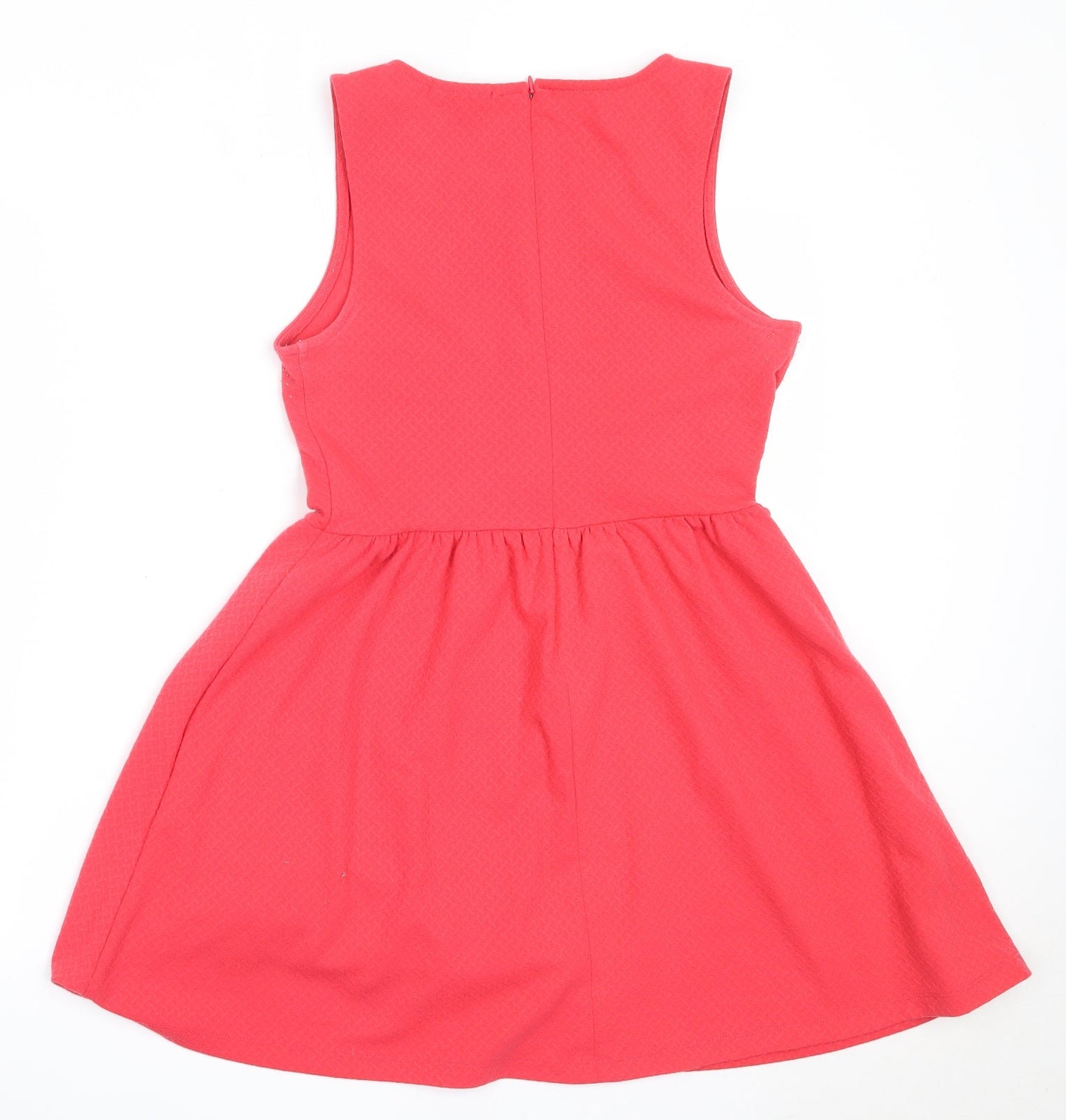 FOREVER 21 Womens Red  Polyester Fit & Flare  Size M  Round Neck