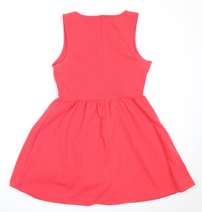 FOREVER 21 Womens Red  Polyester Fit & Flare  Size M  Round Neck