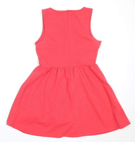 FOREVER 21 Womens Red  Polyester Fit & Flare  Size M  Round Neck