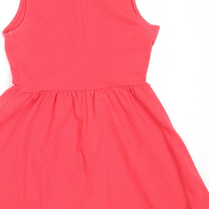 FOREVER 21 Womens Red  Polyester Fit & Flare  Size M  Round Neck