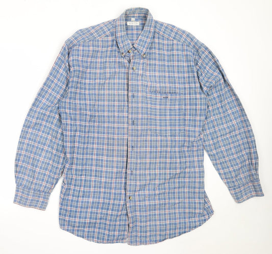 West Lake Mens Blue Check Cotton  Button-Up Size L Collared