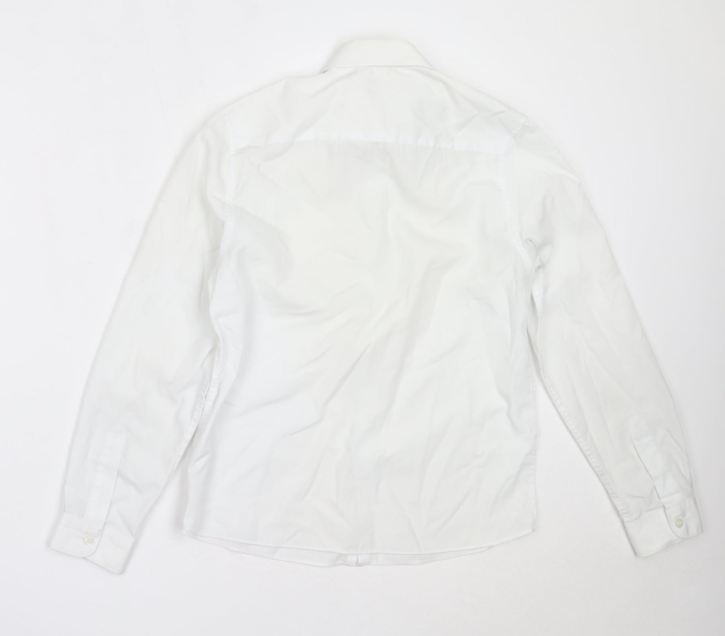 Marks and Spencer Boys White  Polyester Basic Button-Up Size 12-13 Years Collared  - school