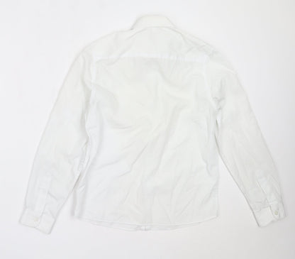Marks and Spencer Boys White  Polyester Basic Button-Up Size 12-13 Years Collared  - school