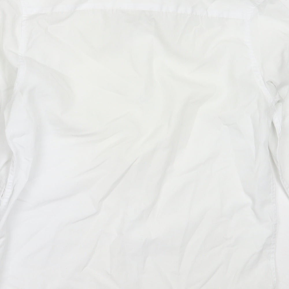 Marks and Spencer Boys White  Polyester Basic Button-Up Size 12-13 Years Collared  - school