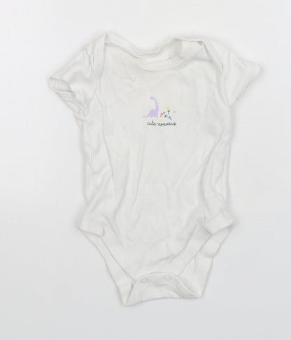 Matalan Girls White  Cotton Leotard One-Piece Size 3-6 Months  Snap