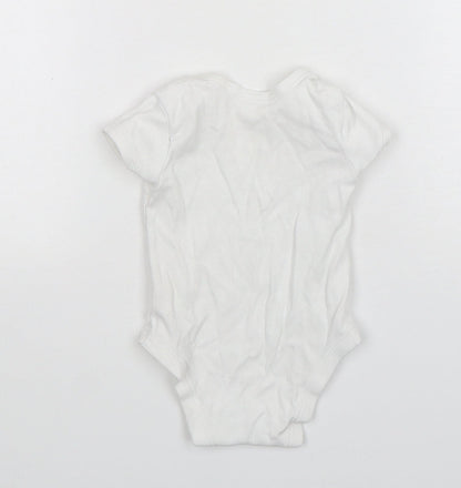 Matalan Girls White  Cotton Leotard One-Piece Size 3-6 Months  Snap