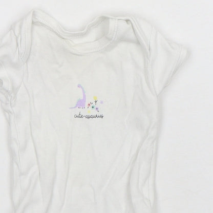 Matalan Girls White  Cotton Leotard One-Piece Size 3-6 Months  Snap
