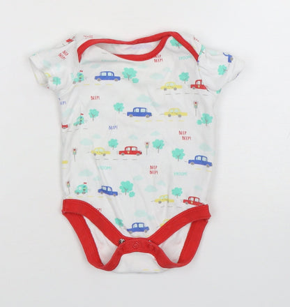 St Bernard  Boys Multicoloured Geometric Cotton Leotard One-Piece Size 3-6 Months  Snap - Car Print
