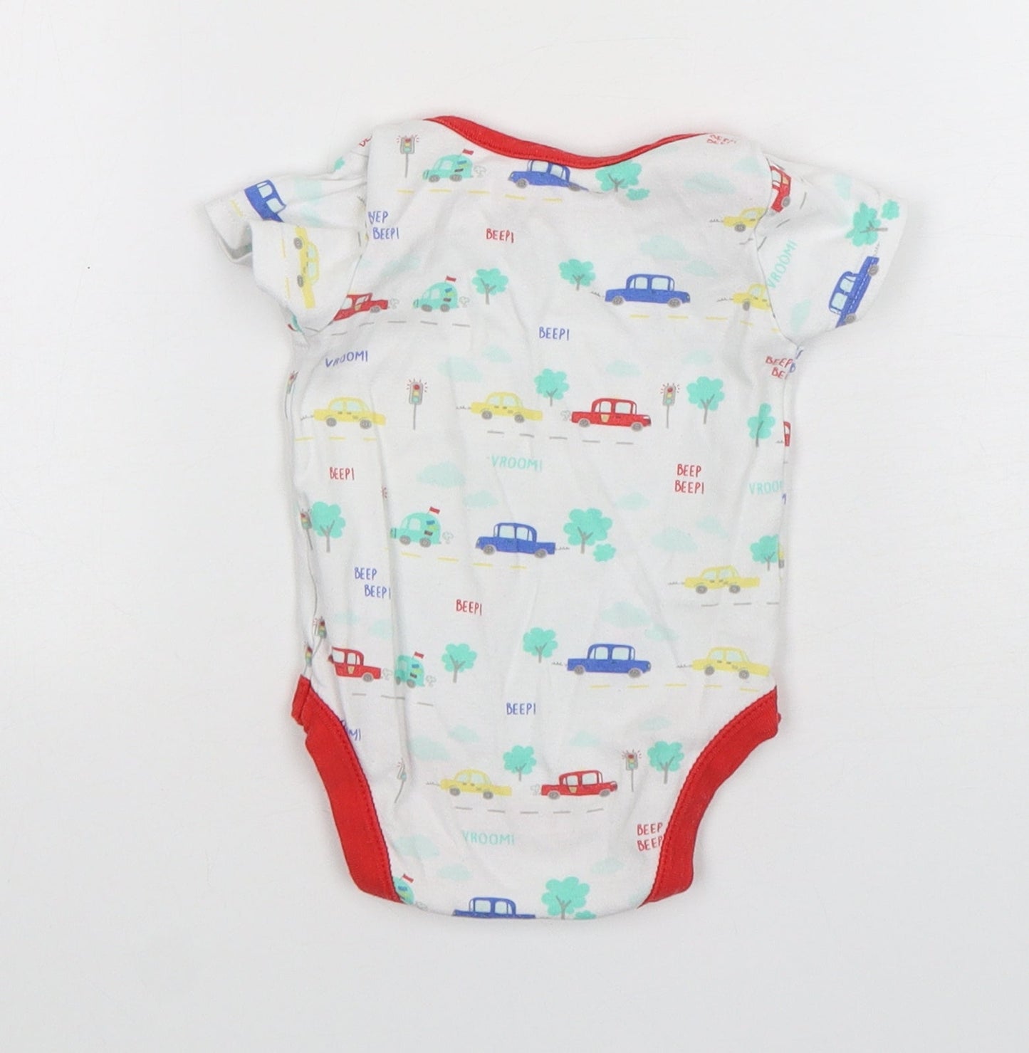 St Bernard  Boys Multicoloured Geometric Cotton Leotard One-Piece Size 3-6 Months  Snap - Car Print
