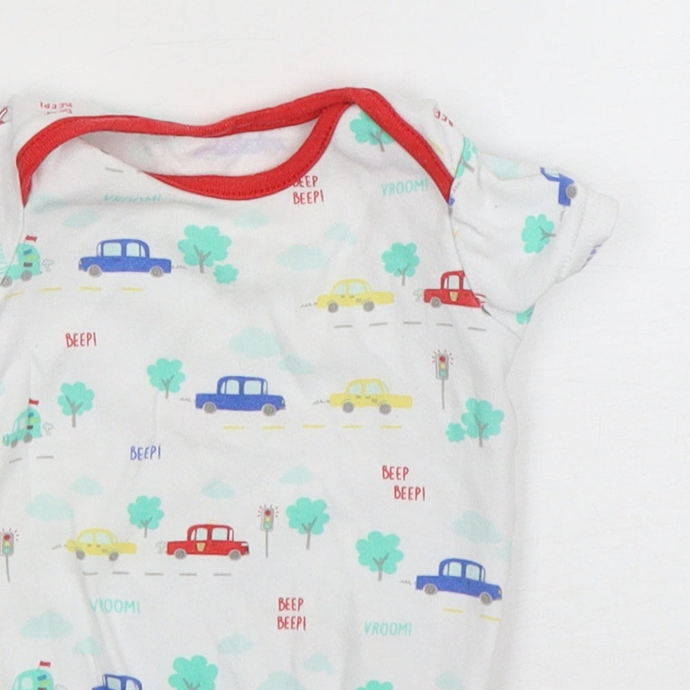 St Bernard  Boys Multicoloured Geometric Cotton Leotard One-Piece Size 3-6 Months  Snap - Car Print