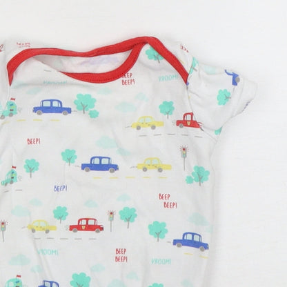 St Bernard  Boys Multicoloured Geometric Cotton Leotard One-Piece Size 3-6 Months  Snap - Car Print