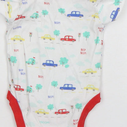 St Bernard  Boys Multicoloured Geometric Cotton Leotard One-Piece Size 3-6 Months  Snap - Car Print
