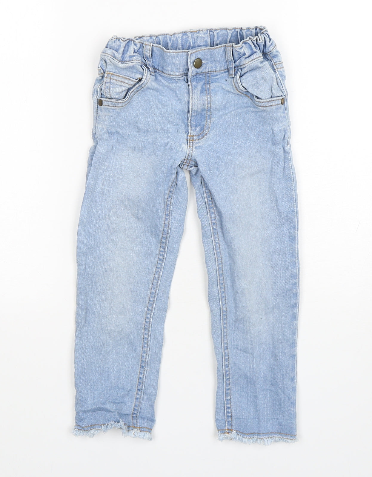 Marks and Spencer Girls Blue  Cotton Skinny Jeans Size 4-5 Years  Regular Button