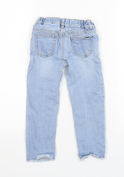 Marks and Spencer Girls Blue  Cotton Skinny Jeans Size 4-5 Years  Regular Button
