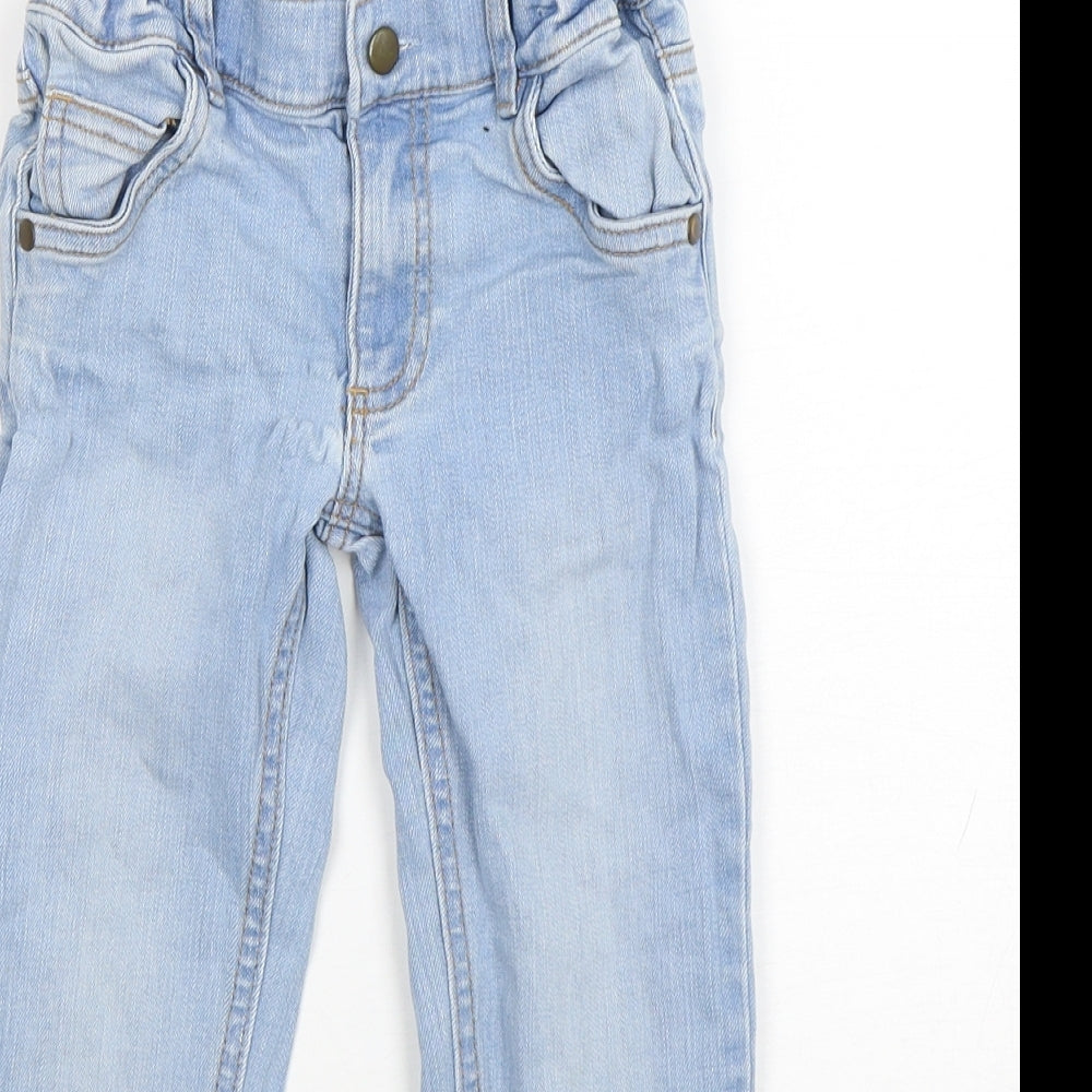 Marks and Spencer Girls Blue  Cotton Skinny Jeans Size 4-5 Years  Regular Button