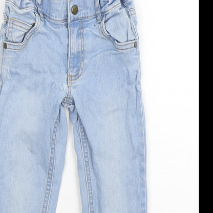 Marks and Spencer Girls Blue  Cotton Skinny Jeans Size 4-5 Years  Regular Button