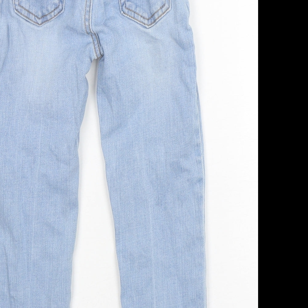 Marks and Spencer Girls Blue  Cotton Skinny Jeans Size 4-5 Years  Regular Button