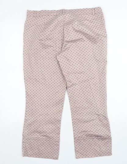 Sasperilla Womens Pink Polka Dot Cotton Cropped Trousers Size 12 L25 in Regular Zip