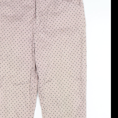 Sasperilla Womens Pink Polka Dot Cotton Cropped Trousers Size 12 L25 in Regular Zip