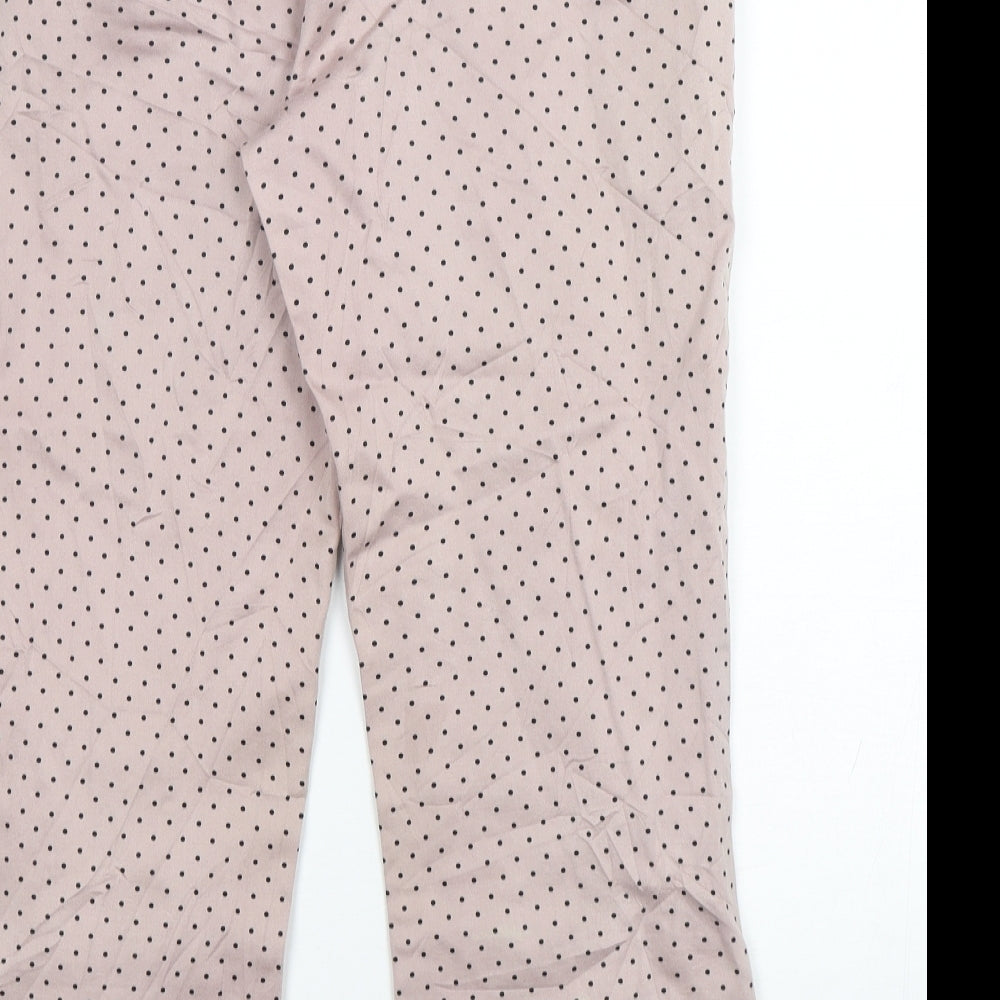 Sasperilla Womens Pink Polka Dot Cotton Cropped Trousers Size 12 L25 in Regular Zip