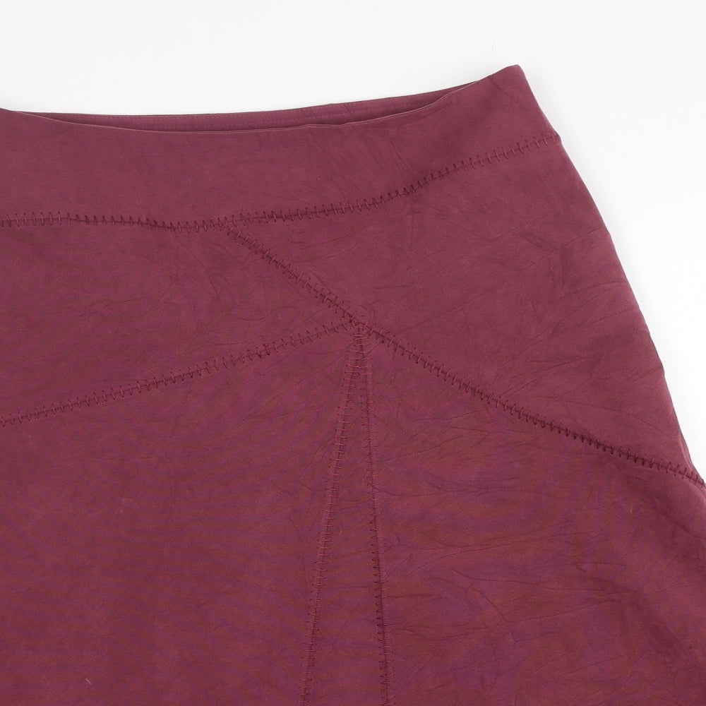 BHS Womens Purple  Polyester A-Line Skirt Size 12   Zip