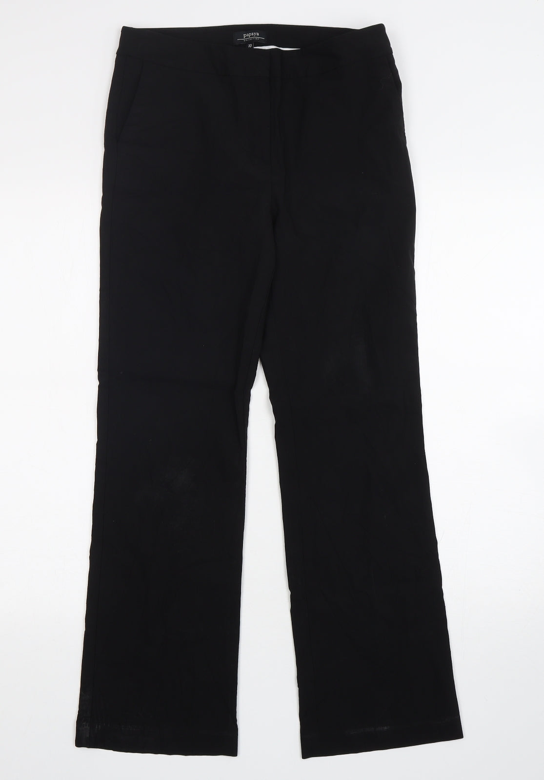 Womens UK Size 10 Papaya Regular Fit  Black Trousers