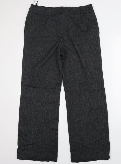 TU Womens Grey Herringbone Polyester Trousers  Size 12 L30 in Regular Zip