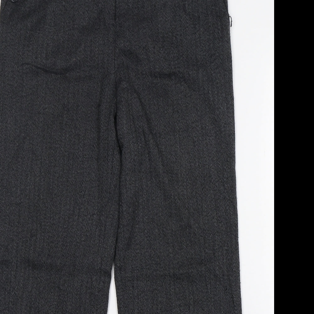 TU Womens Grey Herringbone Polyester Trousers  Size 12 L30 in Regular Zip