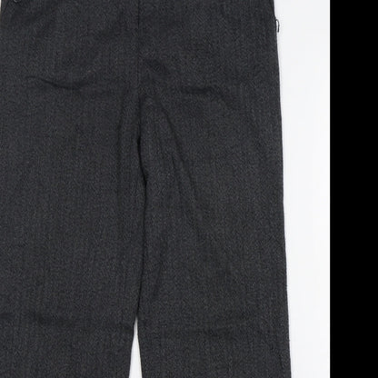 TU Womens Grey Herringbone Polyester Trousers  Size 12 L30 in Regular Zip