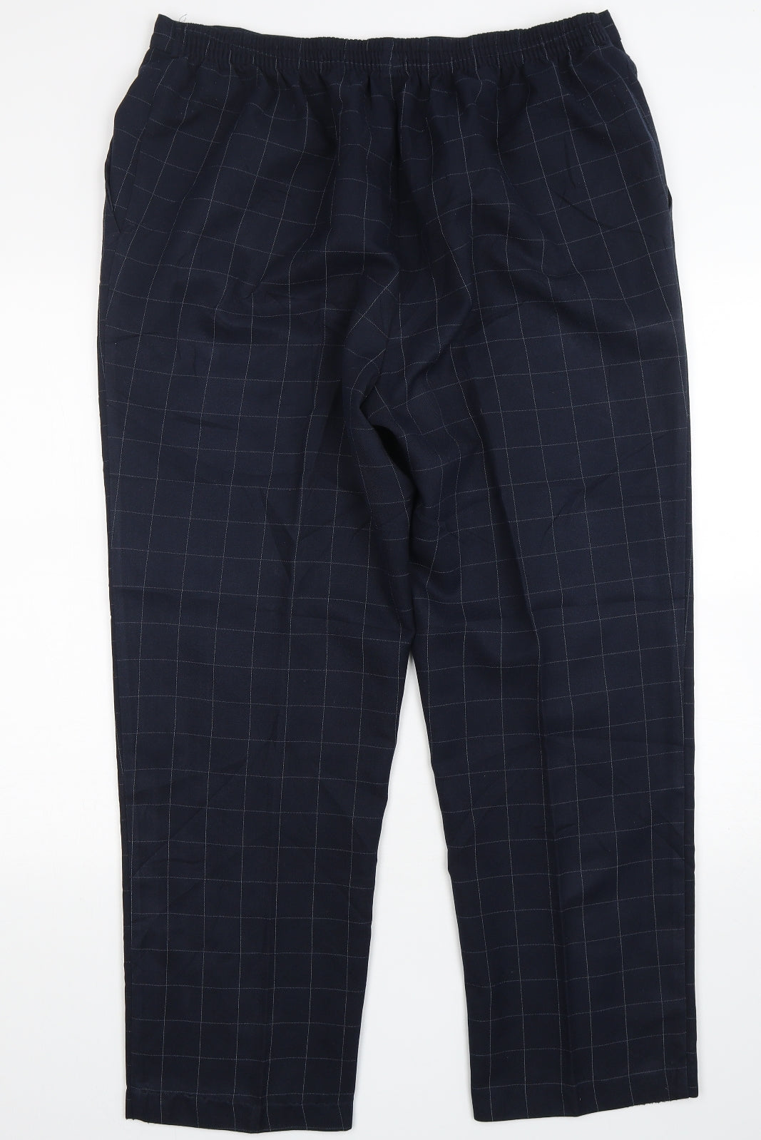 Marks and Spencer Womens Blue Check Polyester Trousers  Size 20 L29 in Regular