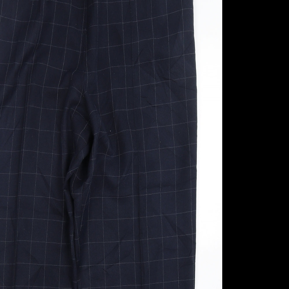 Marks and Spencer Womens Blue Check Polyester Trousers  Size 20 L29 in Regular