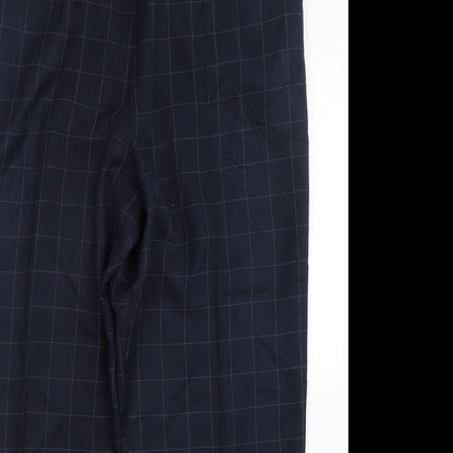 Marks and Spencer Womens Blue Check Polyester Trousers  Size 20 L29 in Regular