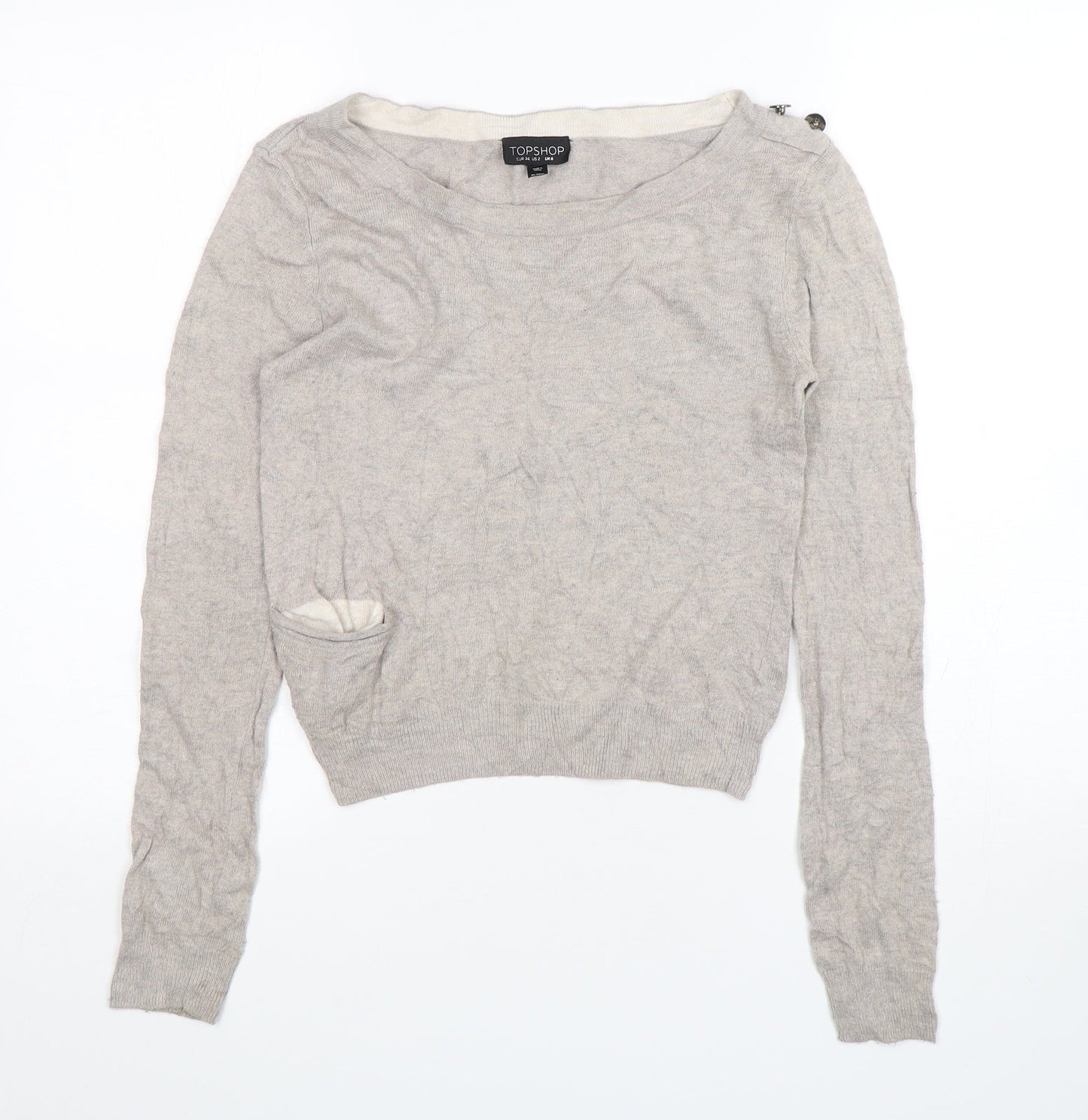 Womens UK Size 6 Topshop Beige Pullover Jumper