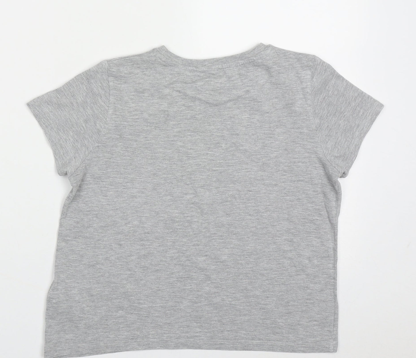 Marks and Spencer Girls Grey  Cotton Basic T-Shirt Size 11-12 Years Crew Neck Pullover - friends