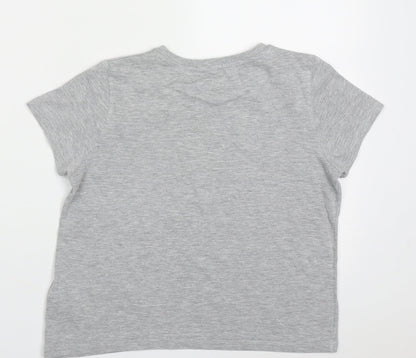 Marks and Spencer Girls Grey  Cotton Basic T-Shirt Size 11-12 Years Crew Neck Pullover - friends