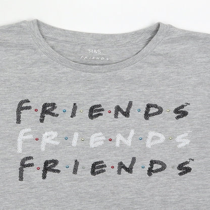 Marks and Spencer Girls Grey  Cotton Basic T-Shirt Size 11-12 Years Crew Neck Pullover - friends