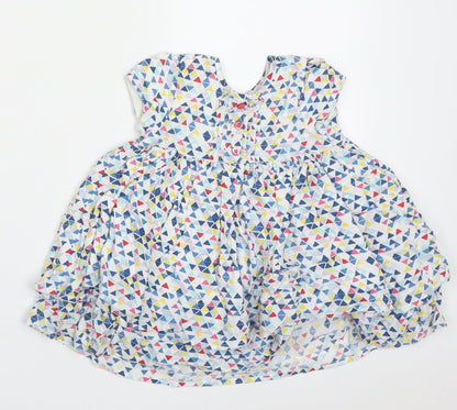 BHS Girls Multicoloured Geometric Viscose A-Line  Size 9-12 Months  Crew Neck Button