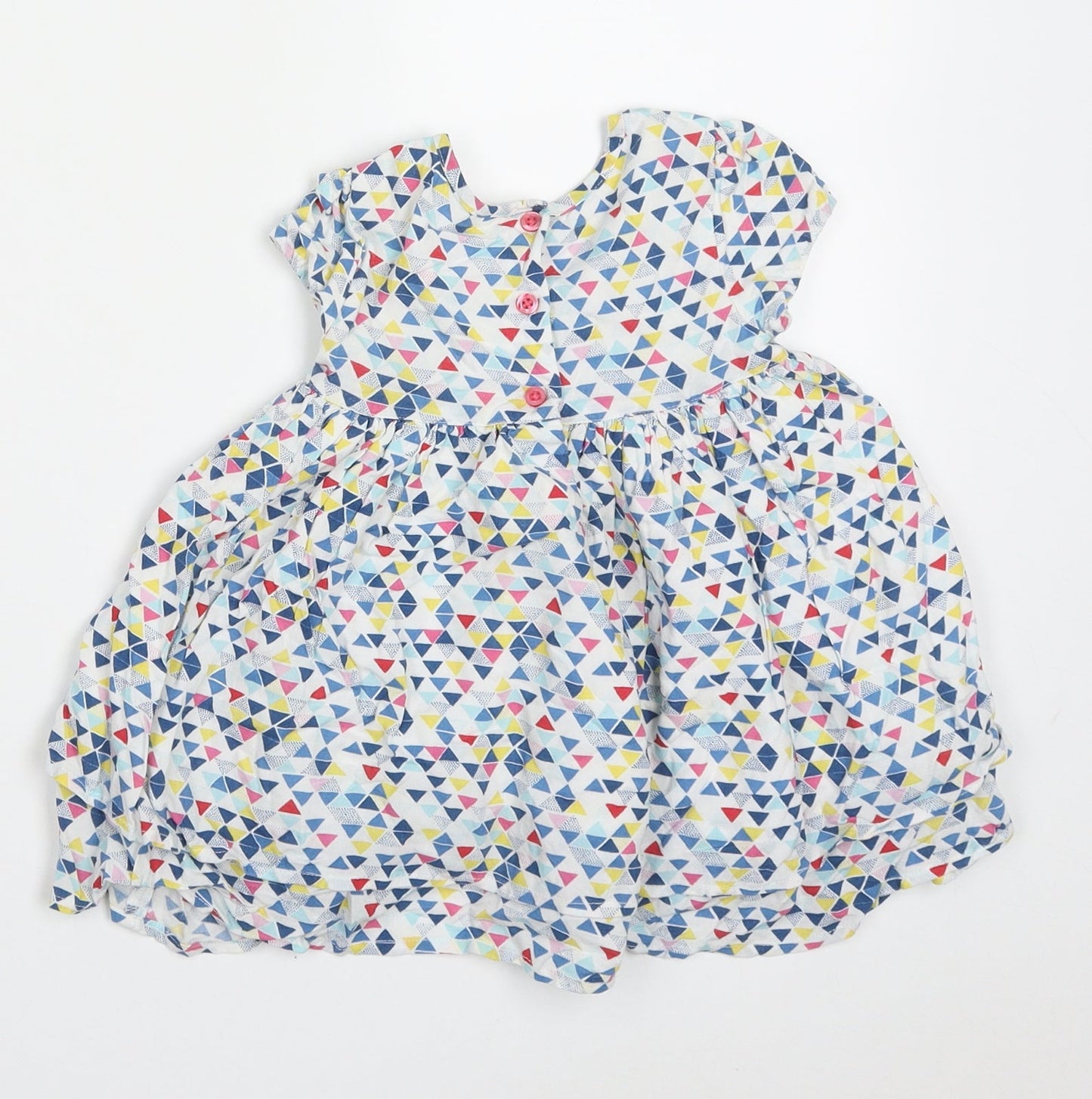 BHS Girls Multicoloured Geometric Viscose A-Line  Size 9-12 Months  Crew Neck Button