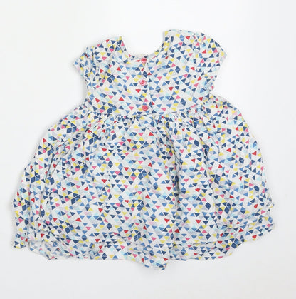BHS Girls Multicoloured Geometric Viscose A-Line  Size 9-12 Months  Crew Neck Button