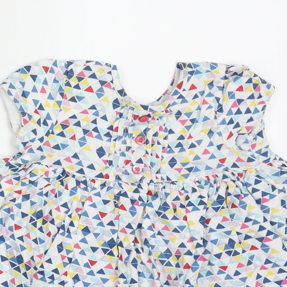 BHS Girls Multicoloured Geometric Viscose A-Line  Size 9-12 Months  Crew Neck Button