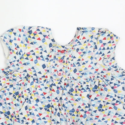 BHS Girls Multicoloured Geometric Viscose A-Line  Size 9-12 Months  Crew Neck Button